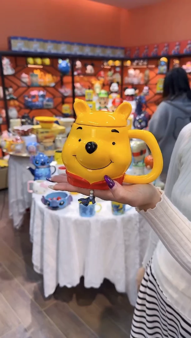 瓷片@@陶瓷杯维尼熊盖杯