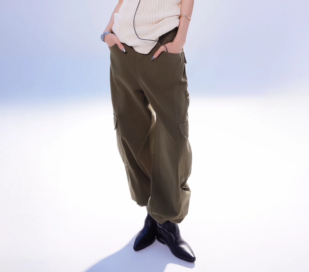 About-us【春季新品】军绿色工装裤多口袋设计宽松休闲裤