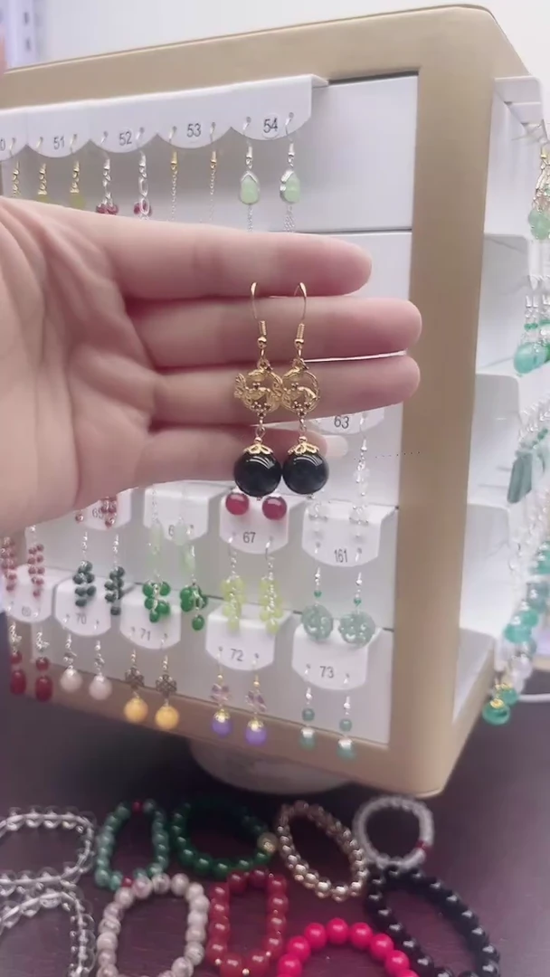 未镶嵌耳坠玛瑙/玉髓蓝矿石耳饰