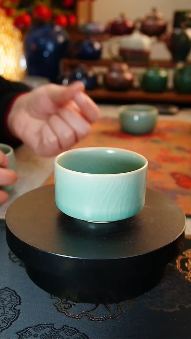 【闪购商品】瓷片427 汝瓷青绿 直口杯