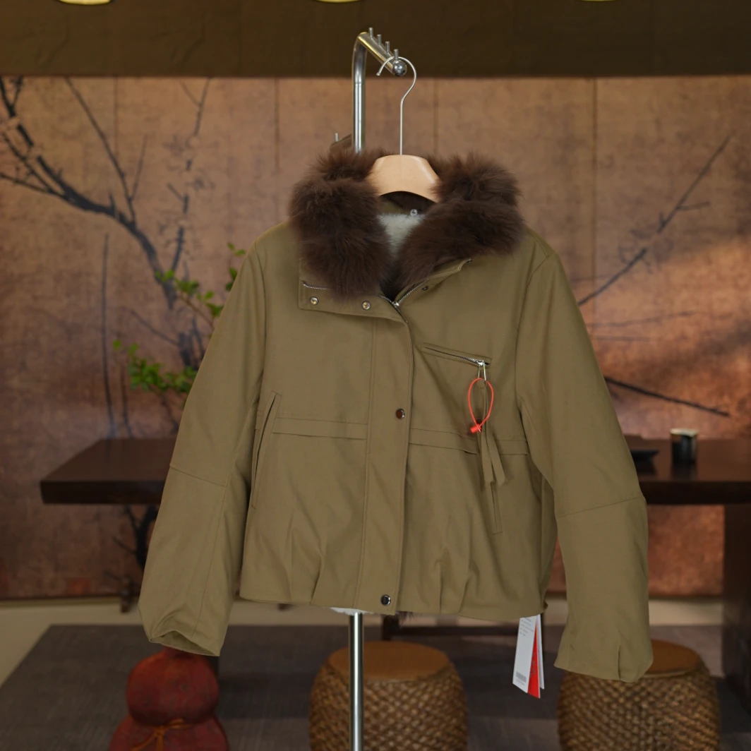 【YW派克-卡其】冬季爆款加绒派克服毛领可拆卸工装加厚潮流