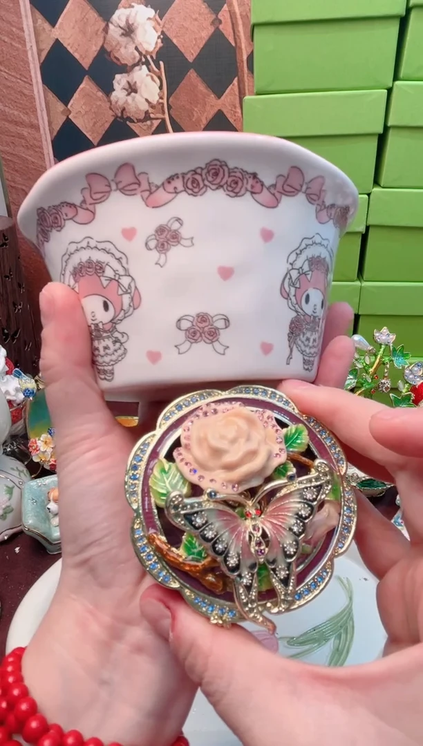 锌合金珐琅彩首饰盒摆件默认微瑕不退不换～