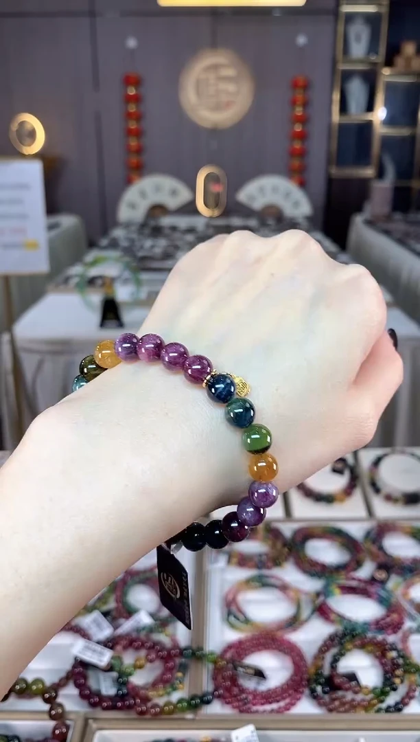 未镶嵌老矿碧玺单圈手串8mm+碧玺dan多样性发货一条