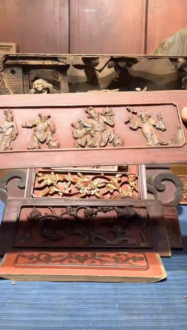 香榧木用****5老木雕花板