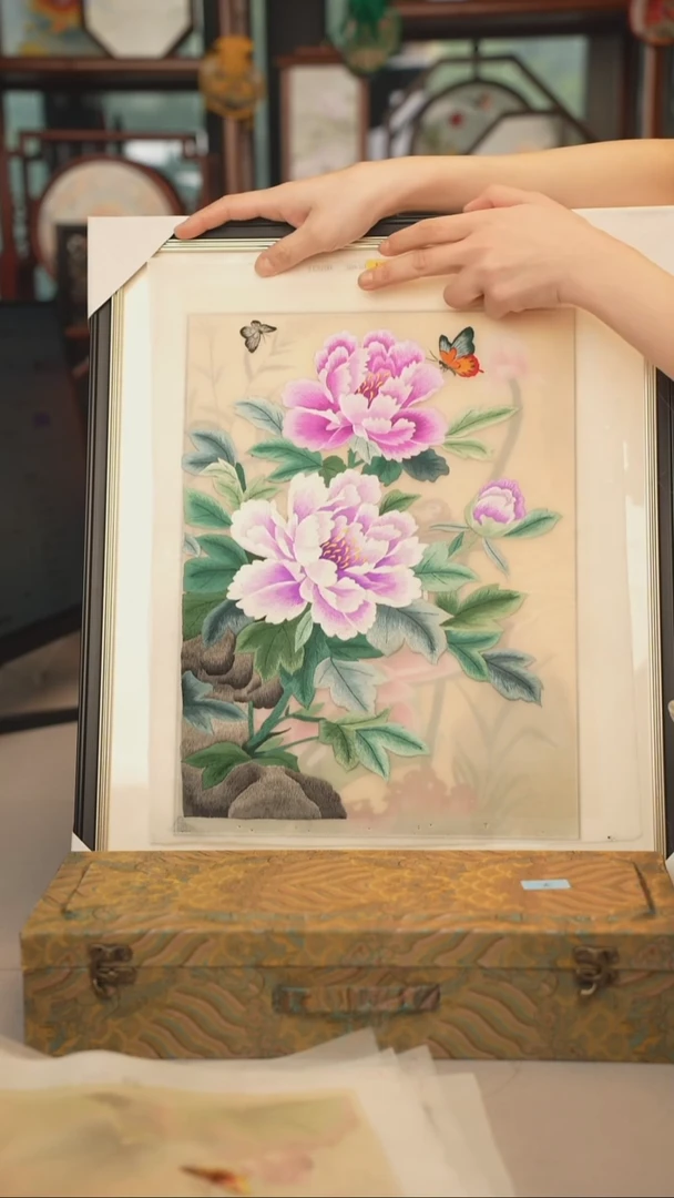 扇子苏绣绣片 30乘40