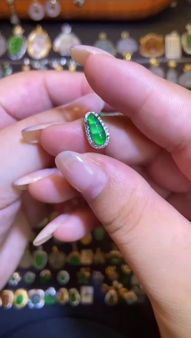 翡翠银S925镶嵌吊坠(不含链)1