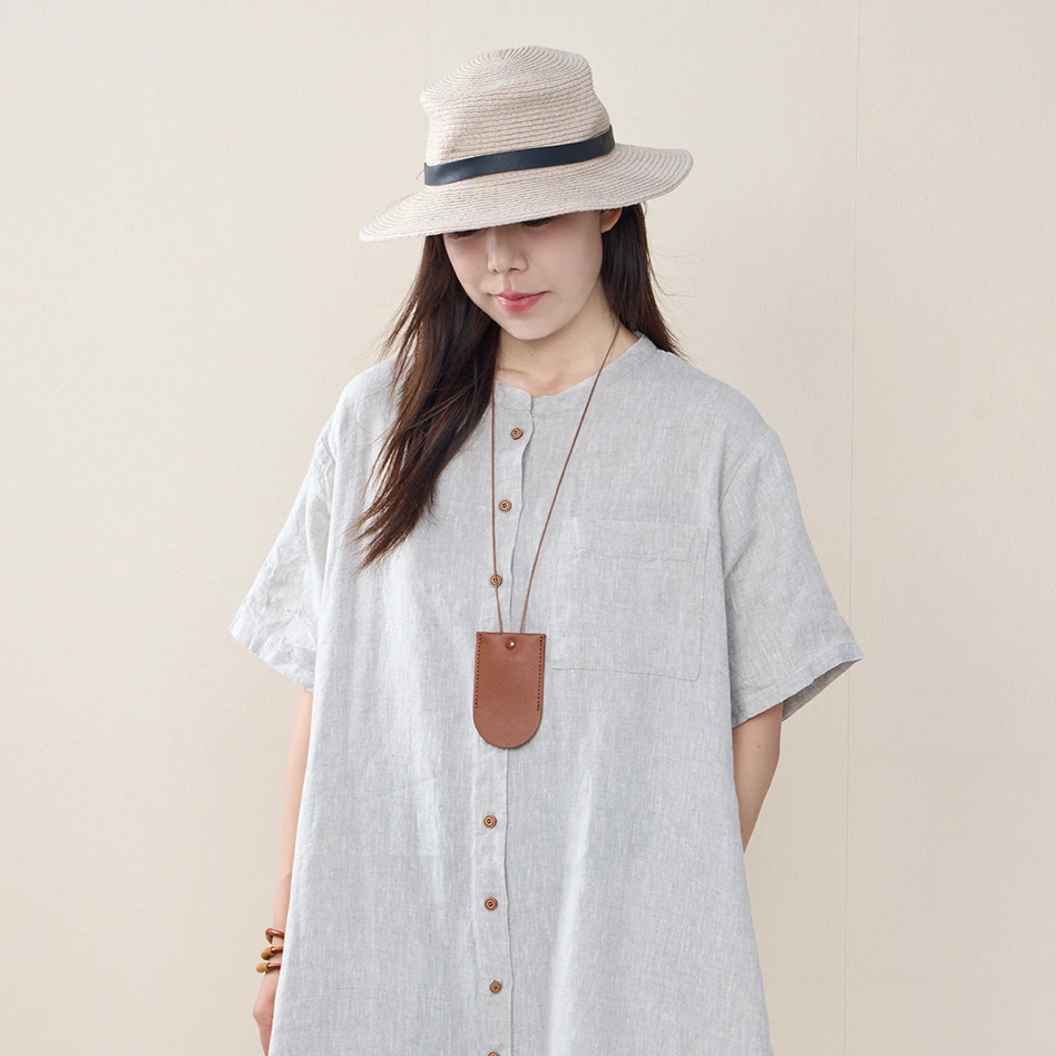 山麻叙语 | 一件亚麻裙的留白哲学~慵懒风休闲宽松系带连衣裙
