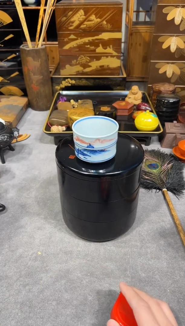 三段食盒  大漆漆器大漆漆器