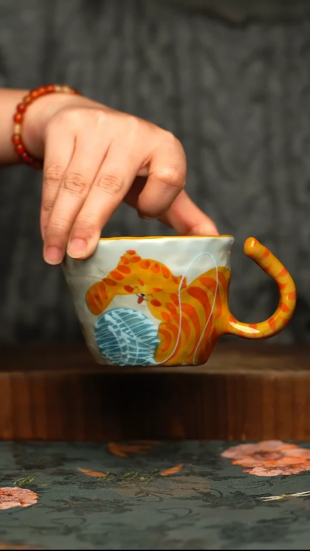 杯釉下彩手工手绘同款陶器