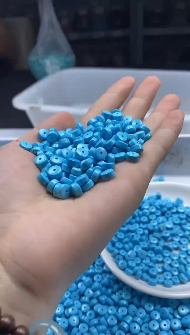 玛瑙/玉髓颈饰未镶嵌w2041高瓷蓝松药片6*3mm*20颗