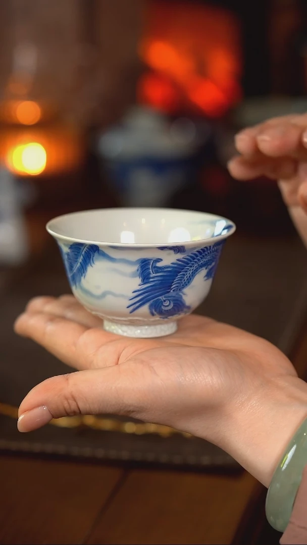 【闪购商品】正春堂·古法柴窑 雕龙画凤杯子