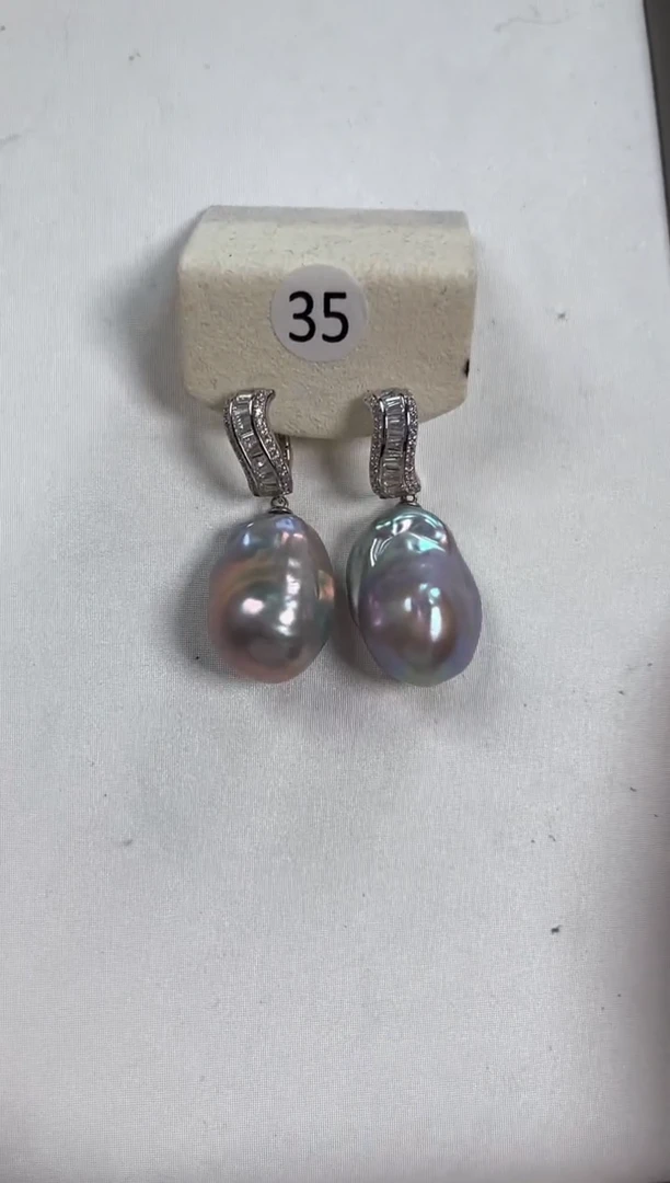 【闪购商品】淡水珍珠耳饰银S925镶嵌巴洛克耳饰