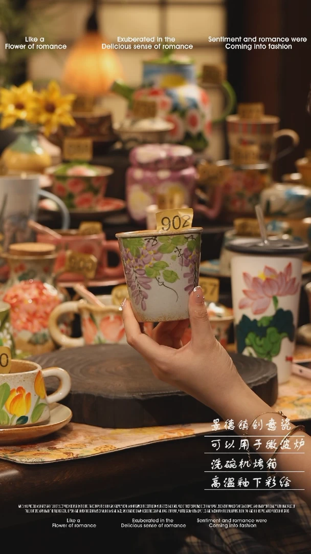 陶瓷景德镇高温釉下彩绘设计师款式