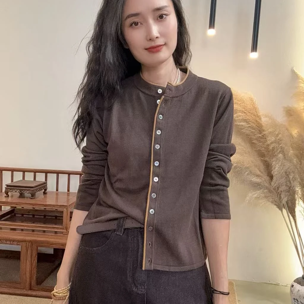 2560-常规款针织长袖薄款纯色毛针织衫上衣时尚春秋韩版