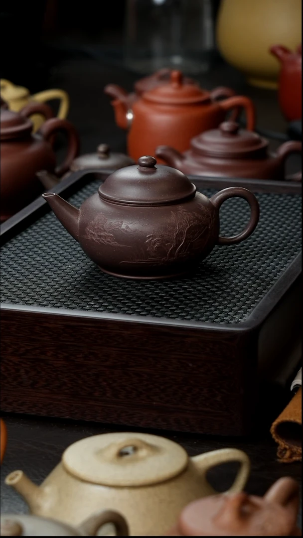 茶壶紫砂紫泥水平半手泥绘150      全品复刻