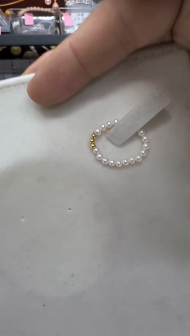 【闪购商品】淡水珍珠戒指18K金镶嵌戒指3-4