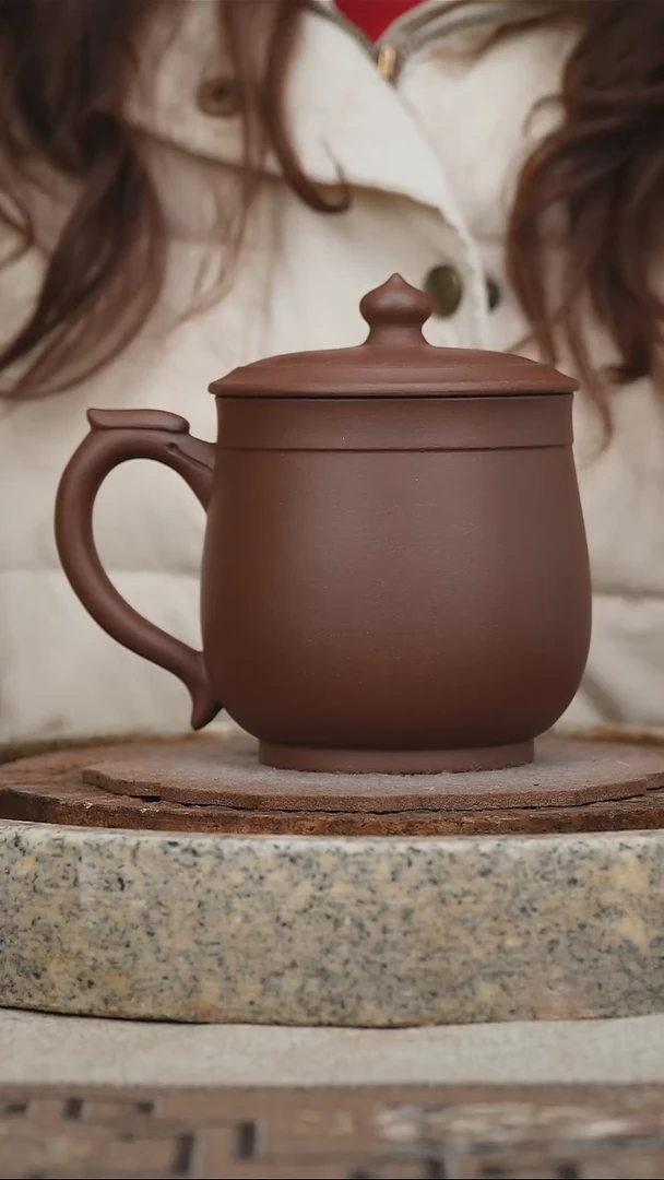 【闪购商品】紫砂茶壶宜兴原矿无添加紫泥盖杯450cc