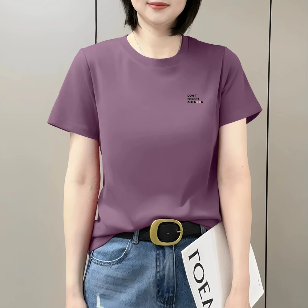 2025新款夏季短袖t恤女士宽松大码圆领印花时尚休闲百搭显瘦上衣