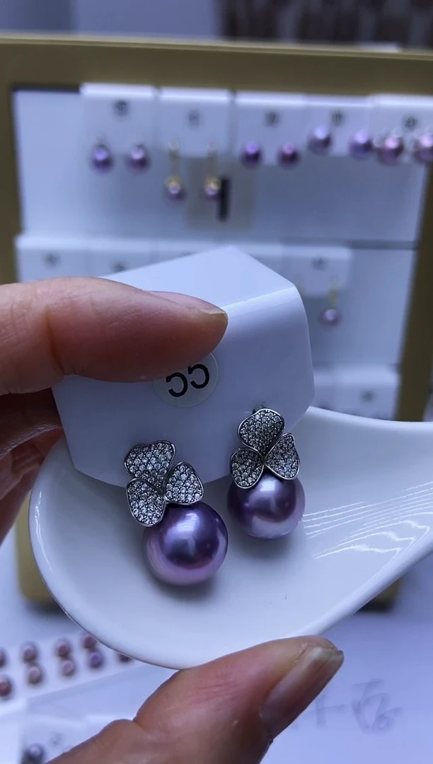 银S925镶嵌耳饰淡水珍珠55