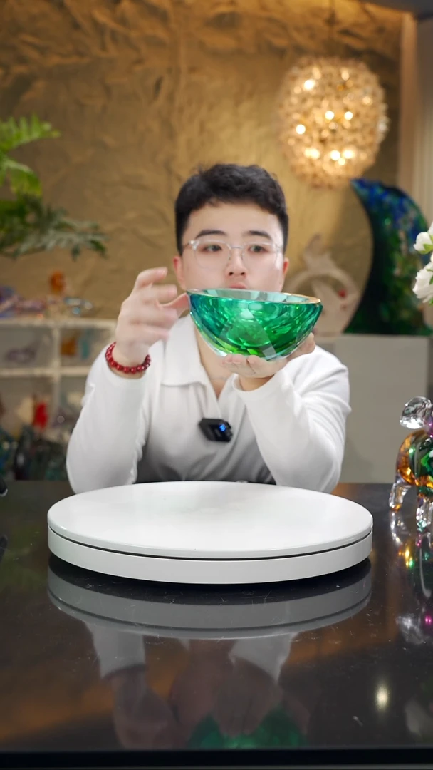 手工艺品琉璃福利绿色圆形果碗