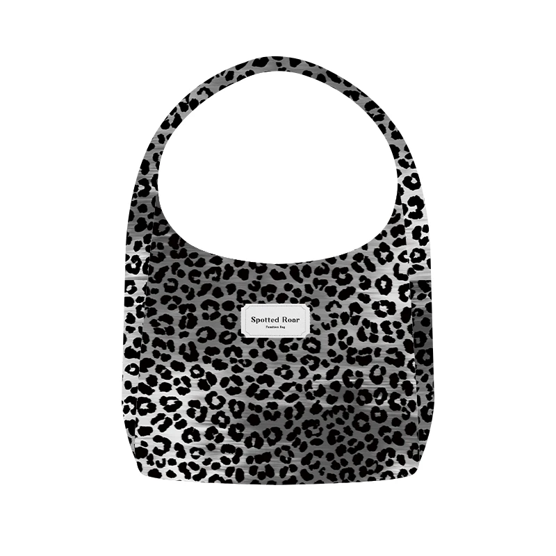 设计师原创黑灰调豹纹加侧单肩包手提印花休闲时尚百搭女