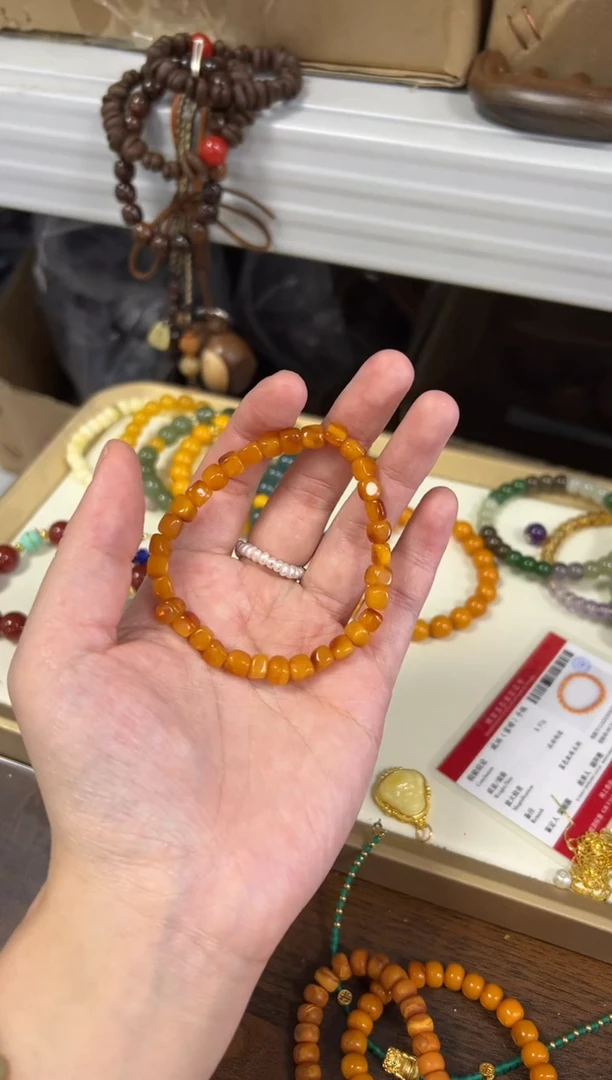 未镶嵌蜜蜡手链回流老蜜蜡随行方块珠手链[0467]