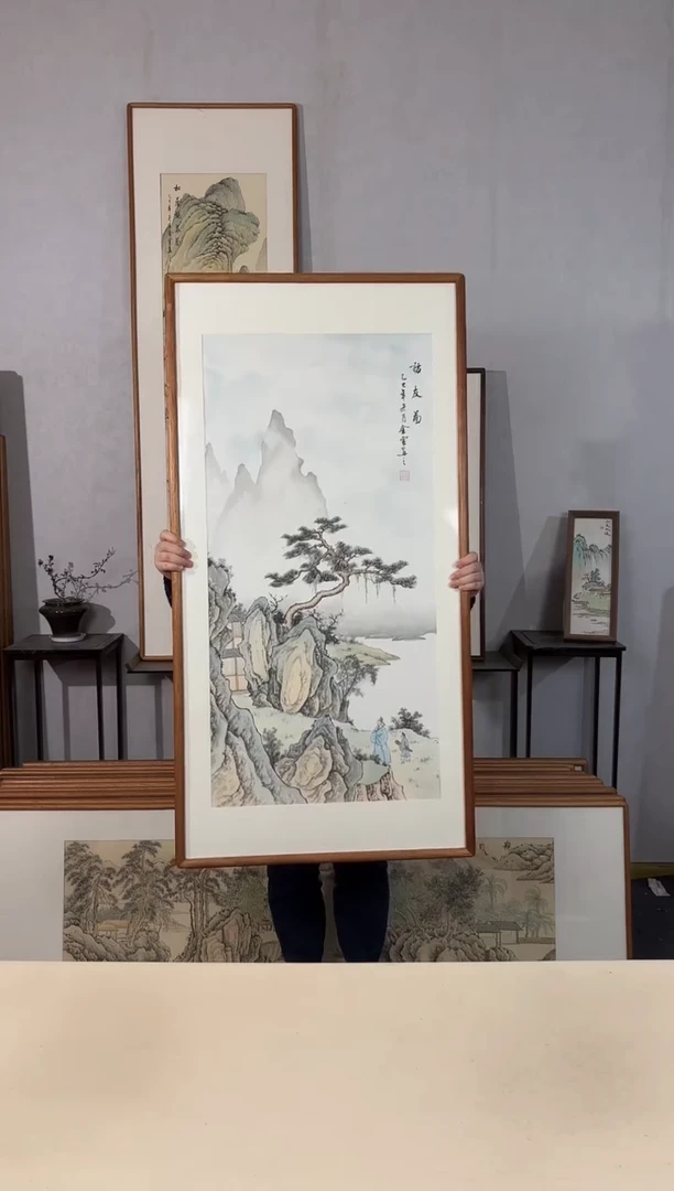 国画手绘*访友图*62*122cm