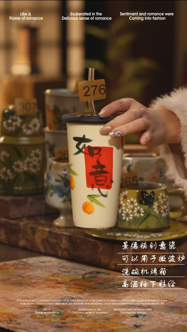 陶瓷景德镇高温手绘釉下彩绘设计师款式276