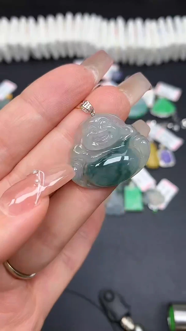 翡翠18K金镶嵌吊坠(不含链)MS193087