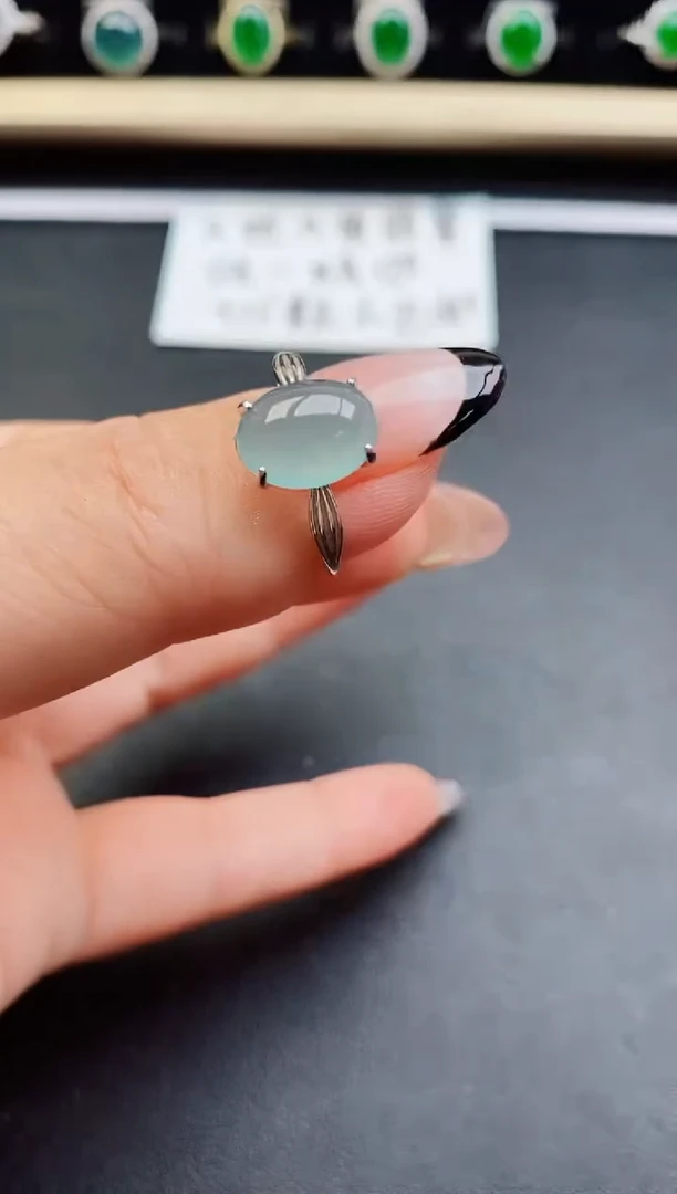 翡翠戒指银S925镶嵌50805