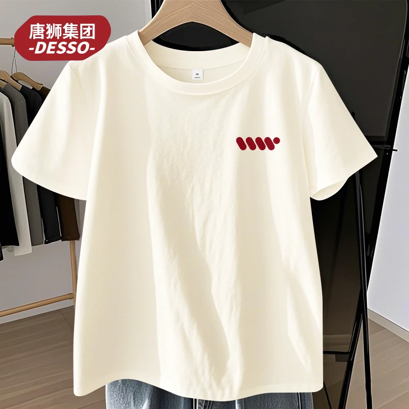 唐狮集团desso纯棉宽松T恤女款夏小个子透气短袖休闲衣服女慵懒风