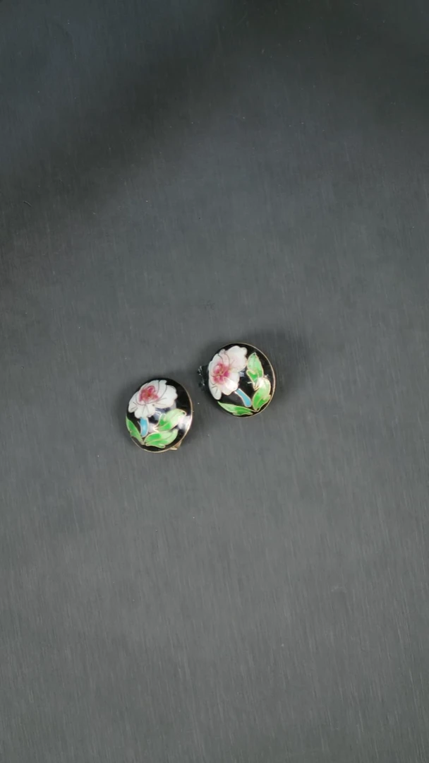 非遗 景泰蓝耳扣 黑色