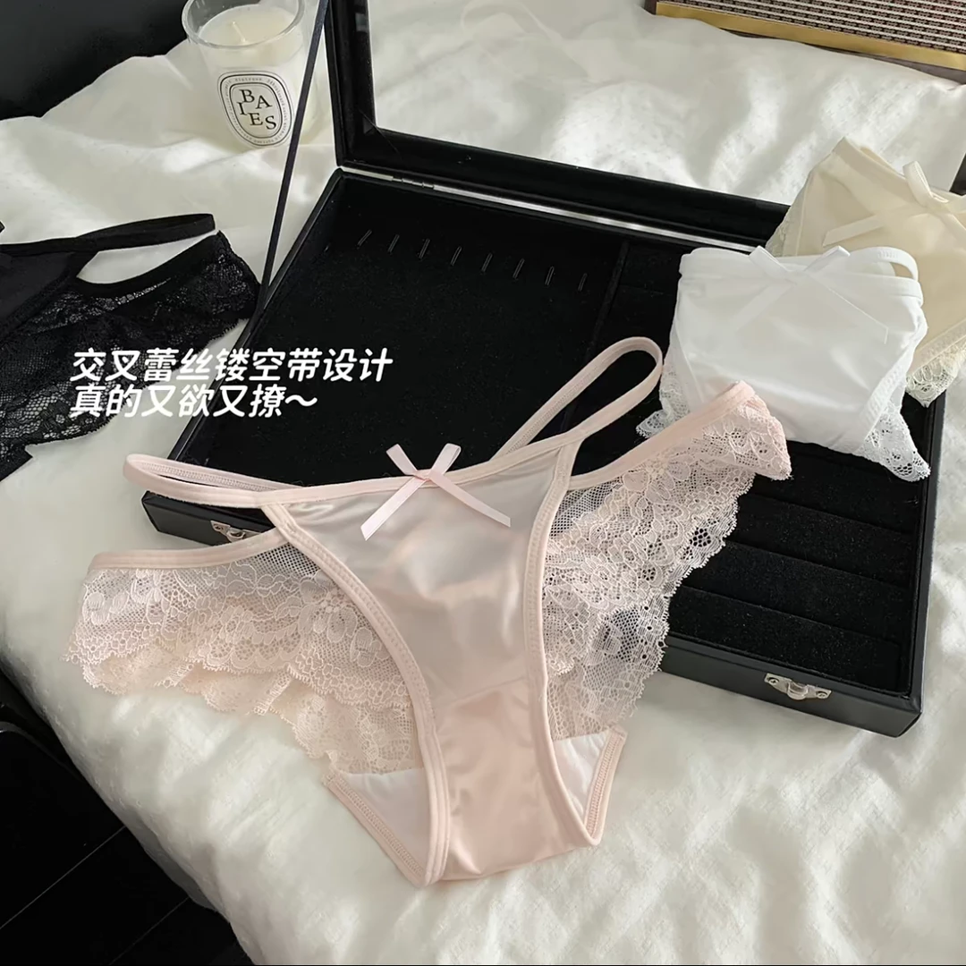 【蜜桃】白月梦境 法式性感蕾丝内裤低腰纯欲少女新款内裤三角裤