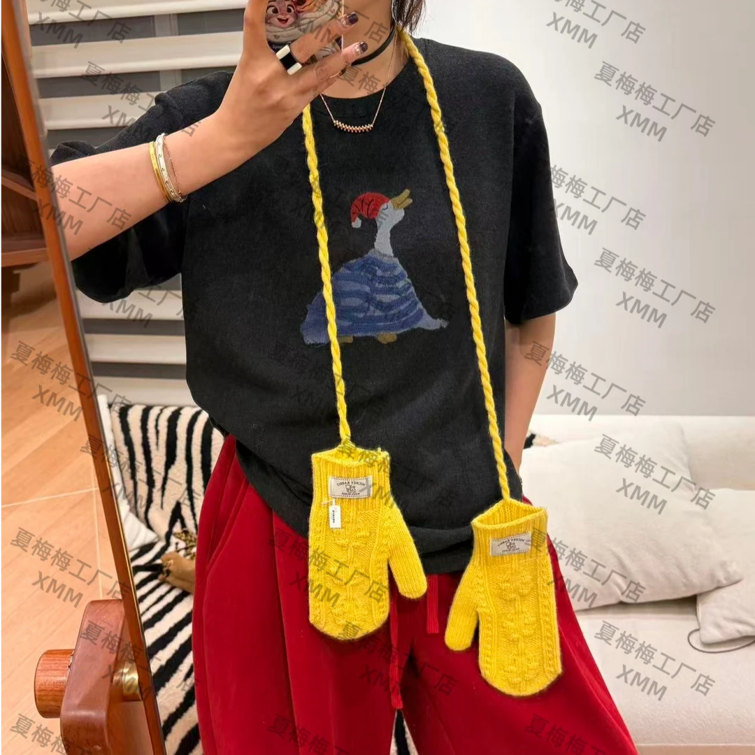 XMM.【圣诞红帽鸭T恤】德绒短袖时尚休闲秋冬打底洋气潮流-MM663303