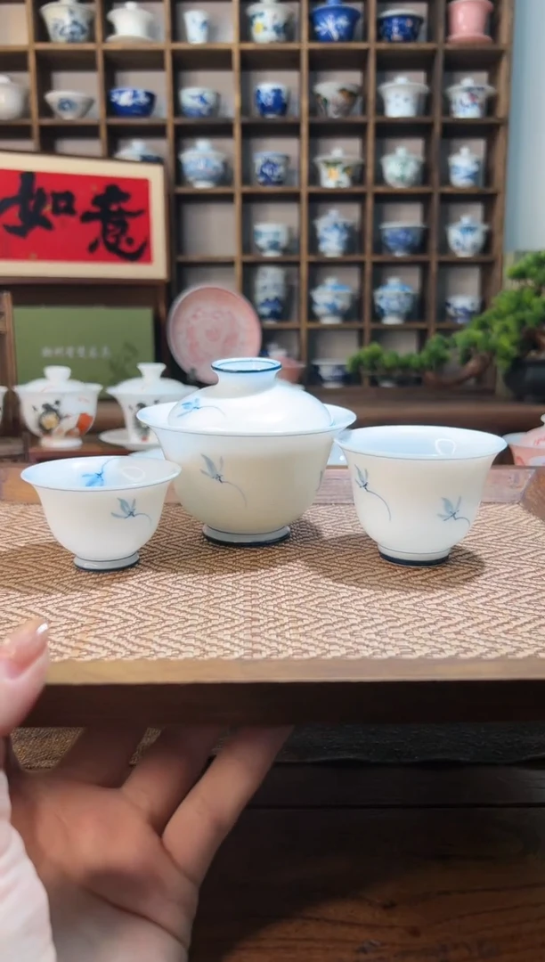 【闪购商品】大二才玉兰盖碗+50cc杯+90cc杯