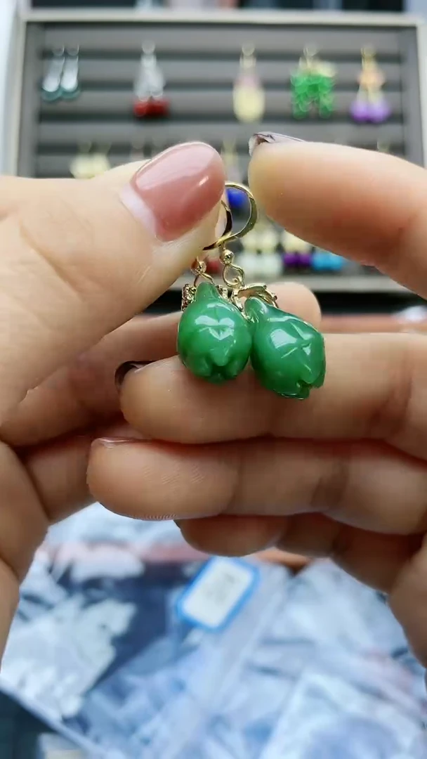 【闪购商品】和田玉耳饰14K金镶嵌425000