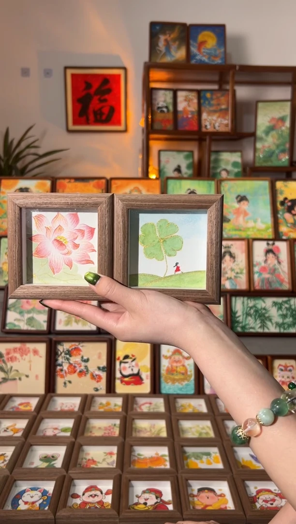 【闪购商品】国画好运莲莲 幸运草 一组11