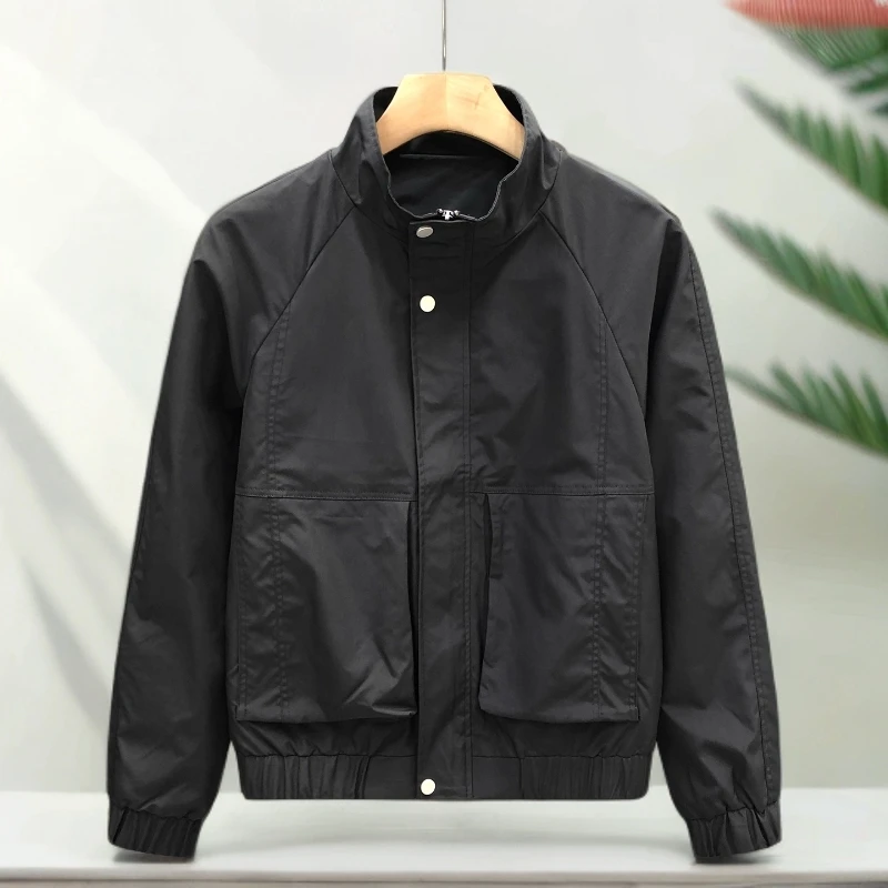 纯色夹克衫男士轻奢气质款简约潮牌时尚个性立领上衣百搭休闲外套