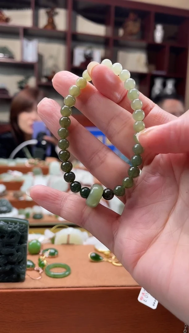 未镶嵌手链和田玉（糖玉）和田玉青海料跑环手串6mm