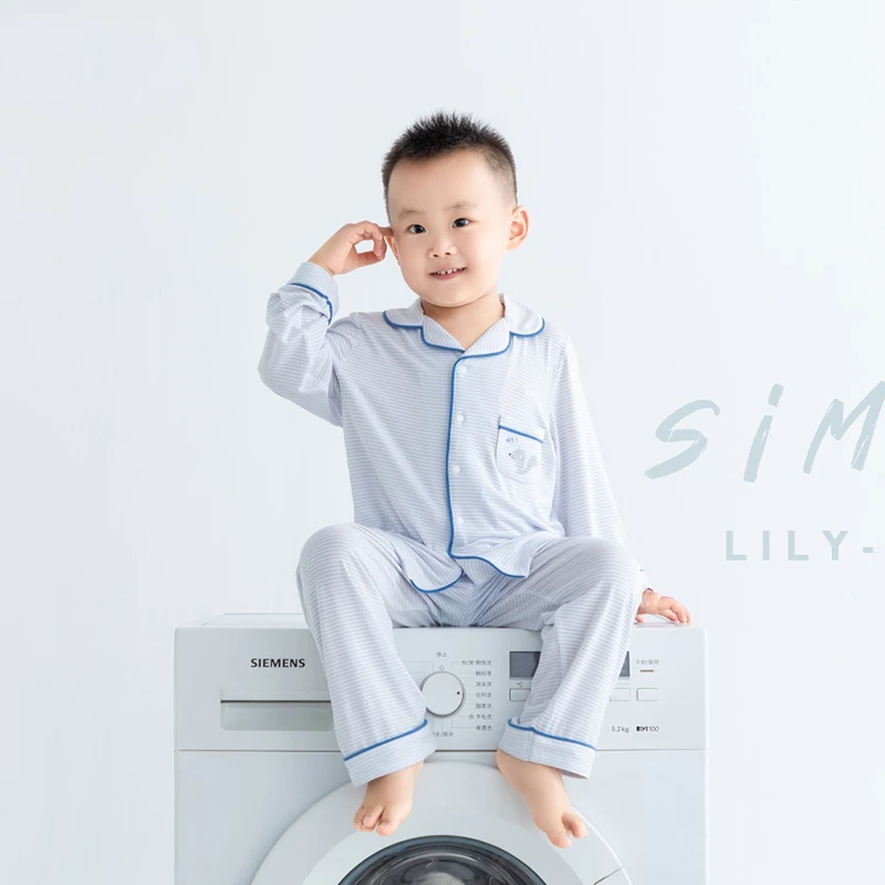 【雅赞】商场同款儿童翻领套装家居服柔软舒适男女童春秋长袖长裤