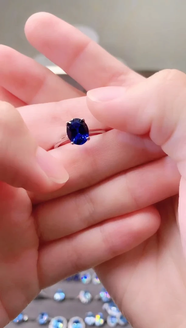 戒指蓝宝石银S925镶嵌53203652