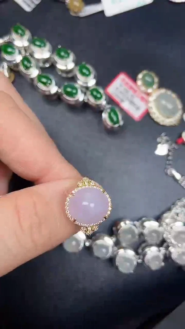 银S925镶嵌戒指翡翠8100