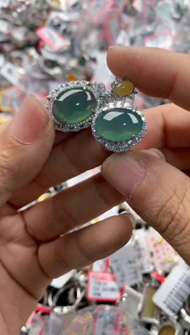 银S925镶嵌戒指翡翠15              2