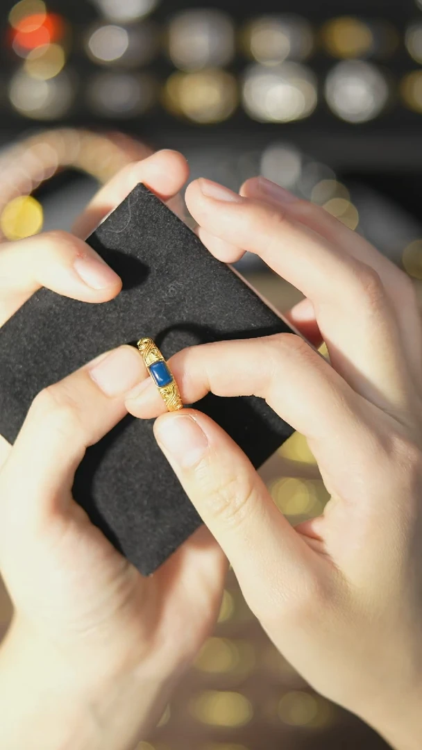 【闪购商品】琥珀裸石银S925镶嵌多米银戒