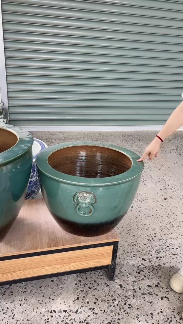 瓷片60直径翡翠绿狮耳门海