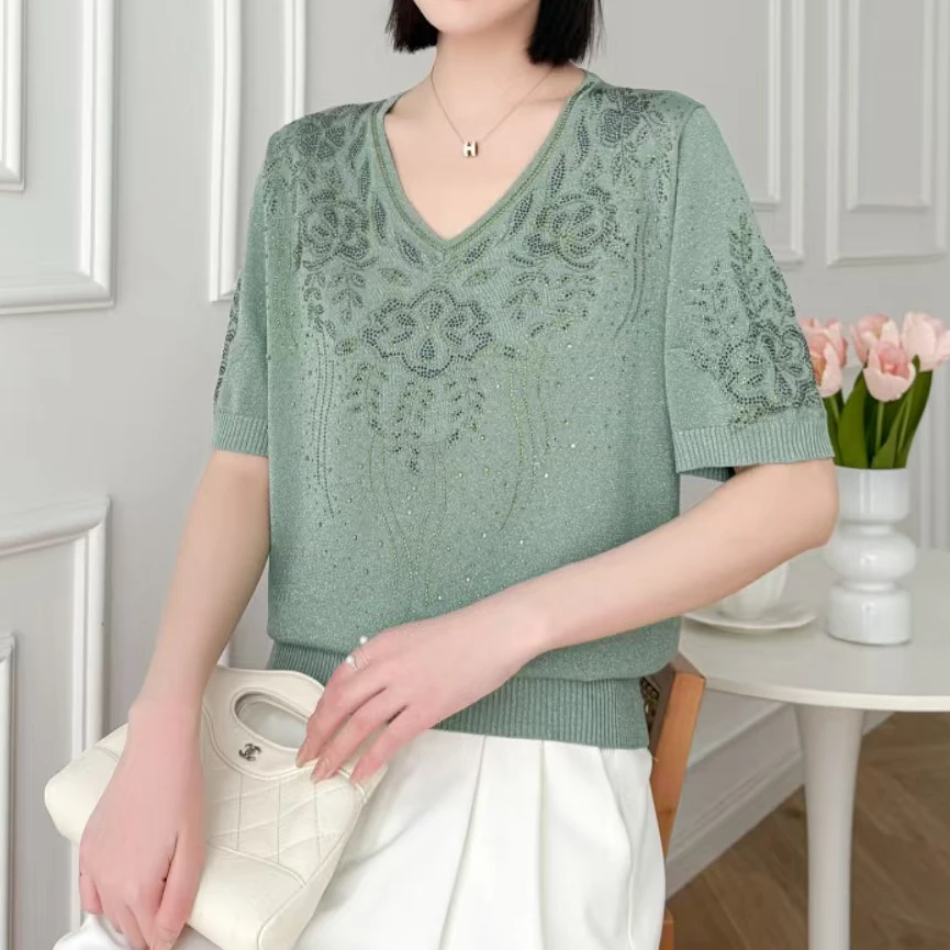 T6978夏季新款星河璀璨花若盛开时尚短袖