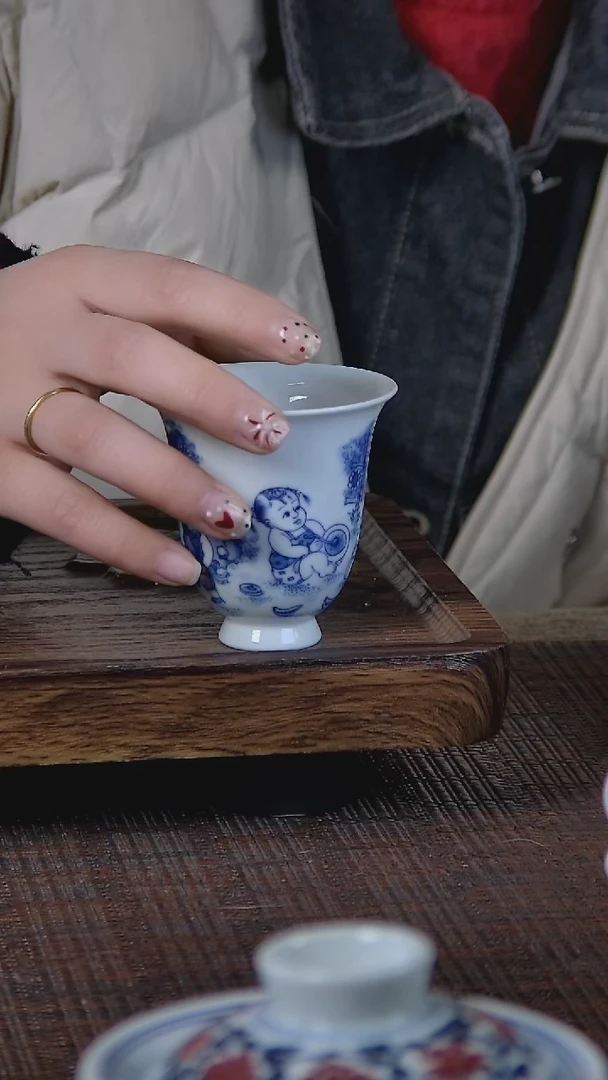 【闪购商品】折葵非器手工手绘婴戏闻香杯