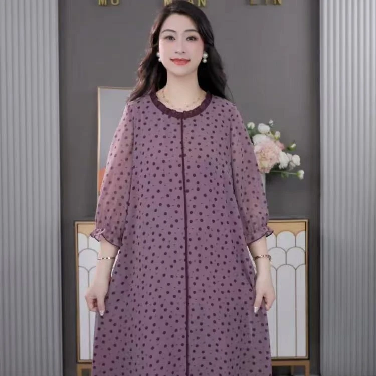 木棉林大码女装时尚休闲2025新款显瘦百搭宽松遮肚裙ZB6046七分袖