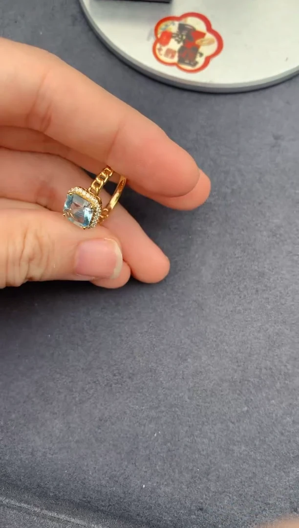 海蓝宝石戒指18K金镶嵌1.6ct 海蓝宝石戒指 AD