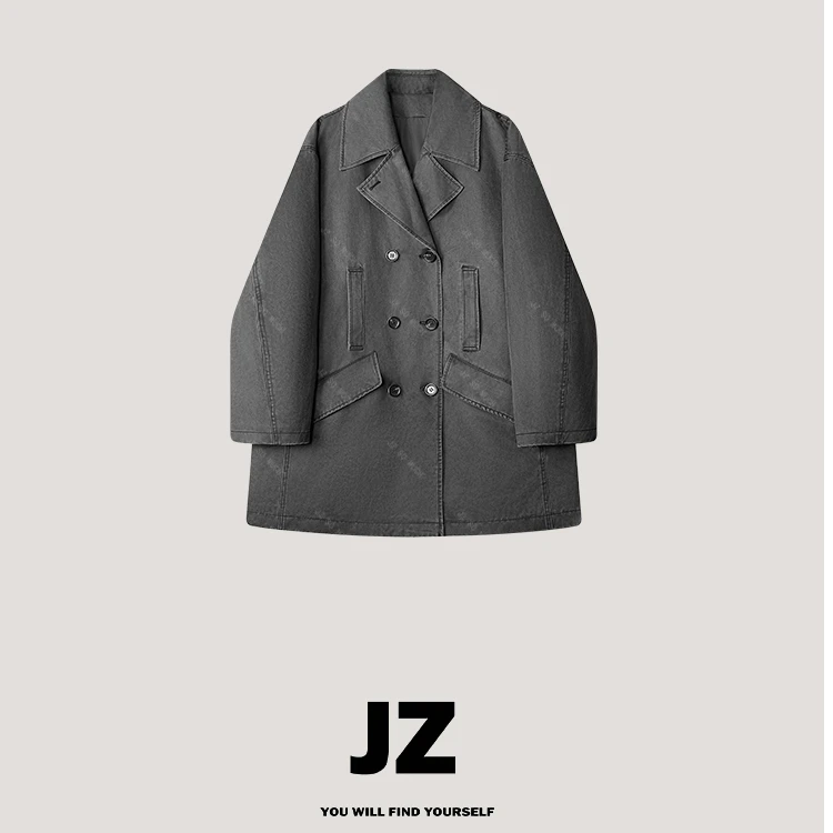 金子/JZ SO MUCH【安静的张力】雾灰旧檐松弛廓形戗驳领西装外套